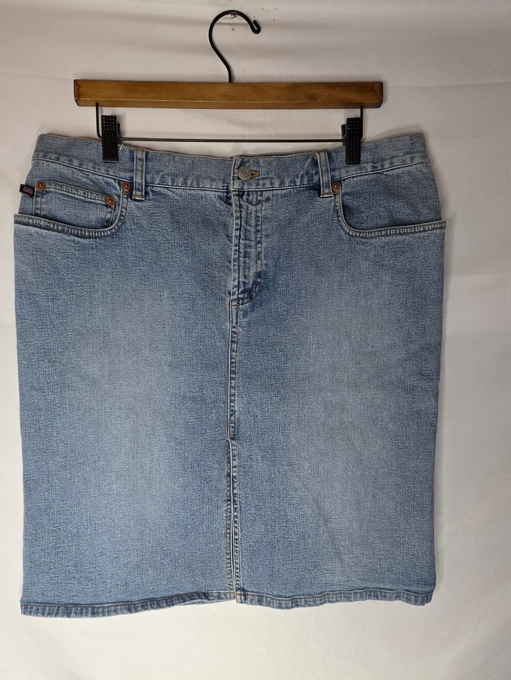 Polo Jeans Co Ralph Lauren Womens Denim Skirt Size 14 Blue Light Wash Jean Midi